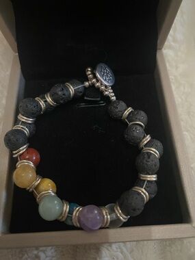 Beaded Lava Stone Chakra Bracelet - Boutique Handmade Jeweler (smaller wrists)